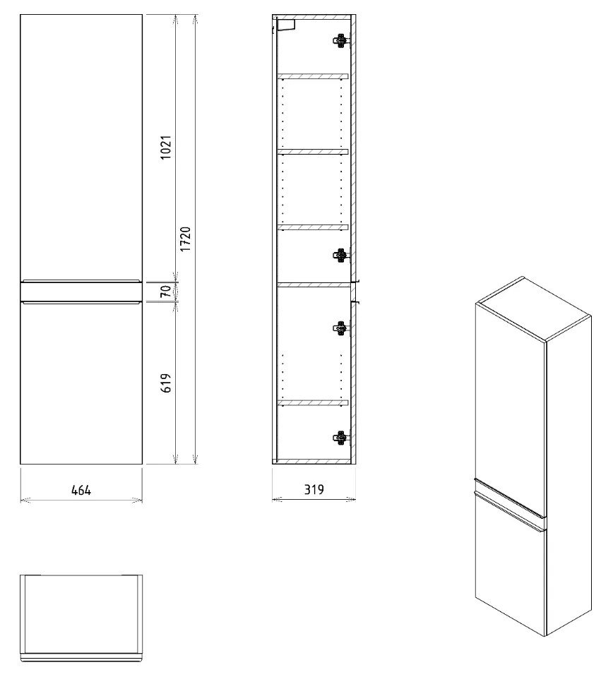 Sapho Sitia kolomkast 45x170x30cm wit mat