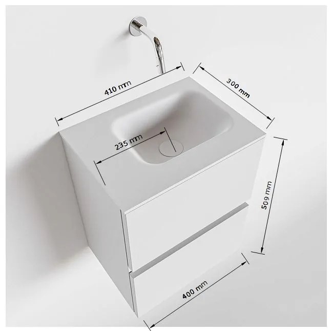 Mondiaz Ada 40cm toiletmeubel talc met wastafel talc rechts 1 kraangat