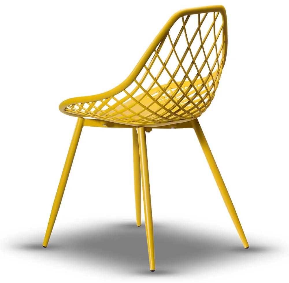CHICO stoel geel - modern, opengewerkt, voor keuken / tuin / café