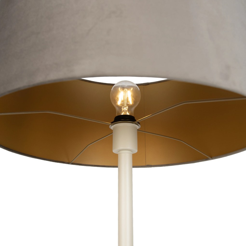 Japandi vloerlamp beige met kap taupe en gouden binnenkant 50cm - Simplo