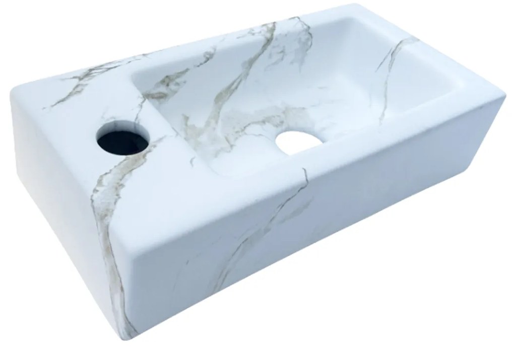 Lambini Designs Amazi fontein met kraangat links wit marmer