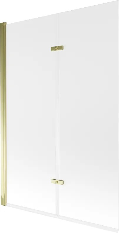 Mexen Castor badwand 2-vleugelig 120 x 150 cm, ijs, goud - 892-120-002-50-30