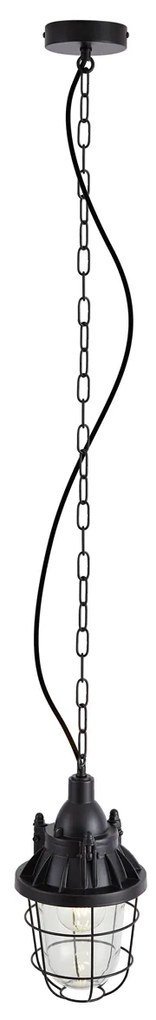 Industriële hanglamp zwart met glas - Cabin