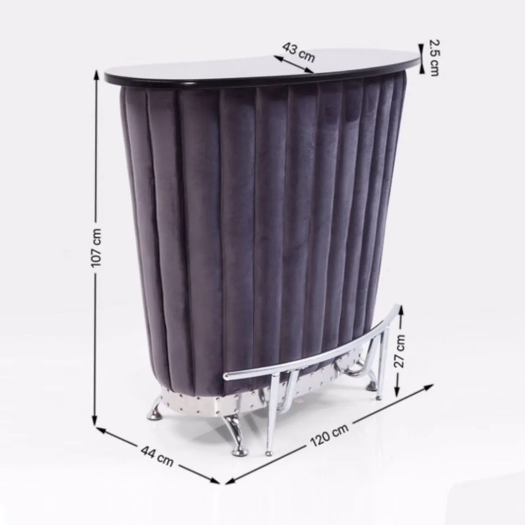 Huisbar Fluweel Grijs - 120 X 48cm.