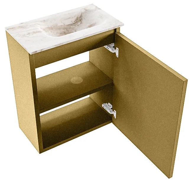 Mondiaz Ture DLux toiletmeubel 40cm oro met wastafel frappe rechts met kraangat