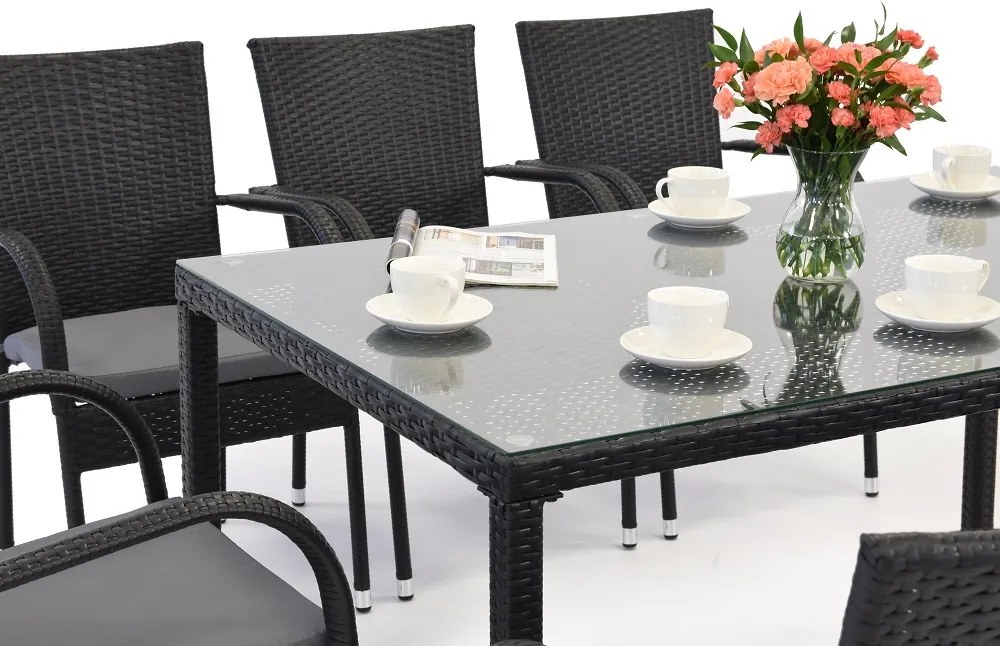Milan 8 Garden Point technorattan set zwart
