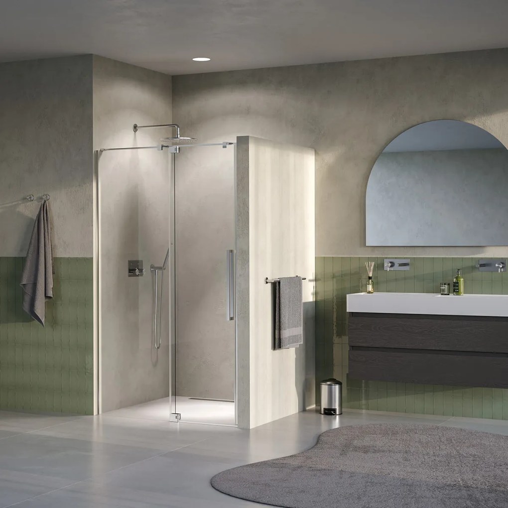 Brauer Stellar nisdeur met vaste wand 100cm RVS geborsteld PVD