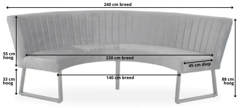 Eetkamerbank - Hengelo - stof Element lichtgrijs 04 - geschikt voor tafel 150 cm