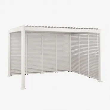 Bioclimatische Aluminium Pergola Met Lamellen En Zijpanelen Druvia Gardenia Wit & 3 X 4 M - Sklum