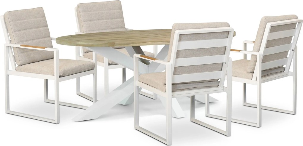 Tuinset 4 personen 200 cm Aluminium Wit Lifestyle Garden Furniture Alessio/Bradford