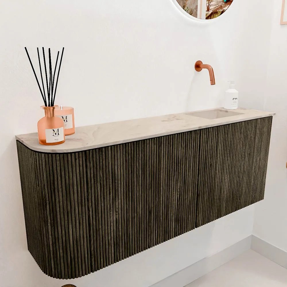 Mondiaz Joya DLux 100cm toiletmeubel ronding links shadow met wastafel faye rechts zonder kraangat frappe