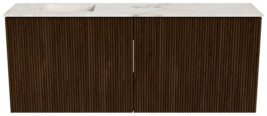 Mondiaz Joya DLux 100cm toiletmeubel walnut met wastafel faye links zonder kraangat frappe