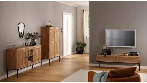 Home Affaire dressoir »Freya«, 2 houten deuren, 1 glasdeur, metalen handgrepen, hout, breedte 130 cm