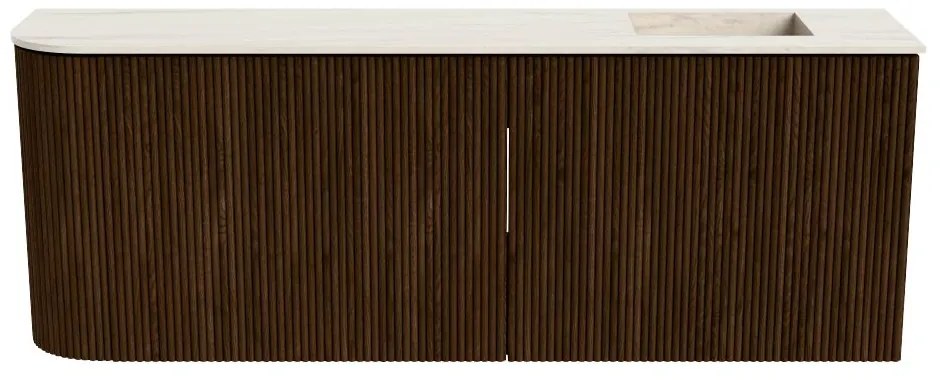 Mondiaz Joya DLux 110cm toiletmeubel ronding links walnut met wastafel faye rechts zonder kraangat meli