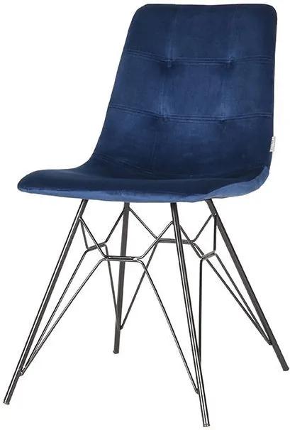 Trend Living | Eetkamerstoel Mick breedte 45 cm x hoogte 84 cm x diepte 59 cm blauw eetkamerstoelen fluweel stoelen & fauteuils | NADUVI outlet