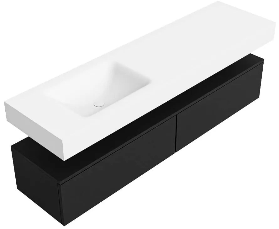 Zaro Alan badmeubel 170cm urban 2 lades met vrijhangende wastafel cloud links 1 kraangat talc