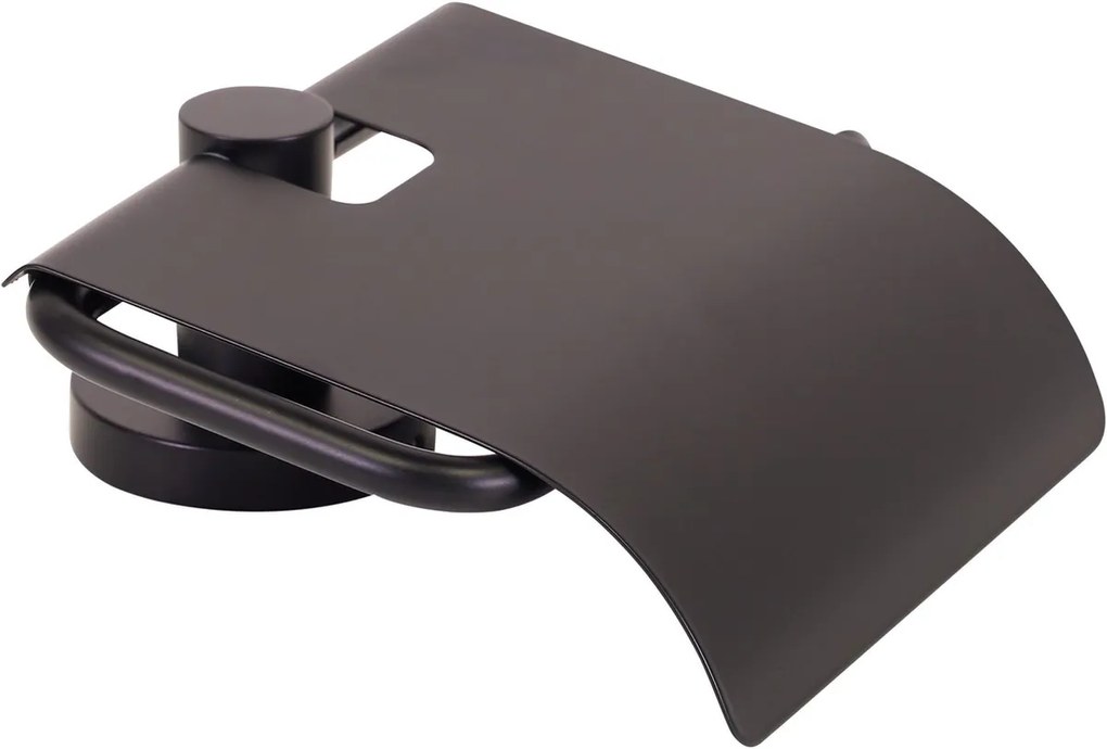 Plieger Vigo toiletrolhouder met klep mat zwart