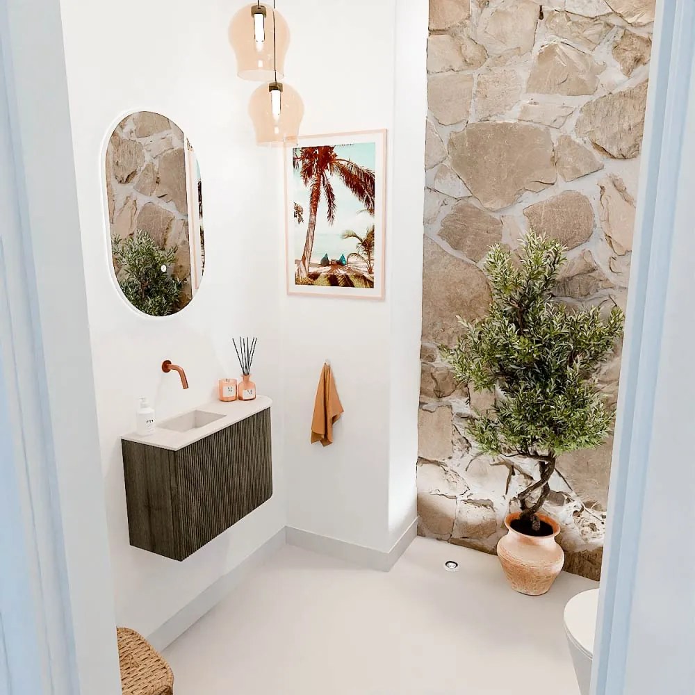 Mondiaz Joya DLux 60cm toiletmeubel ronding rechts shadow met wastafel faye links zonder kraangat meli