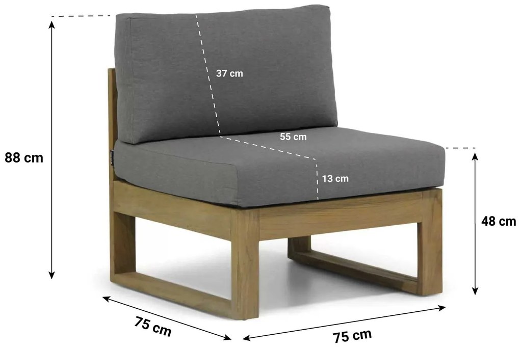 Lifestyle Garden Furniture Marriott Midden Module Teak Old Teak Greywash