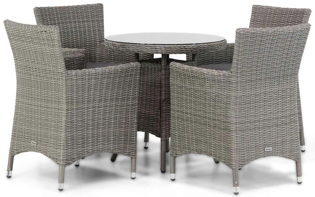Tuinset Ronde Tuintafel 4 personen 70 cm Wicker Grijs Garden Collections Dublin/Bolton