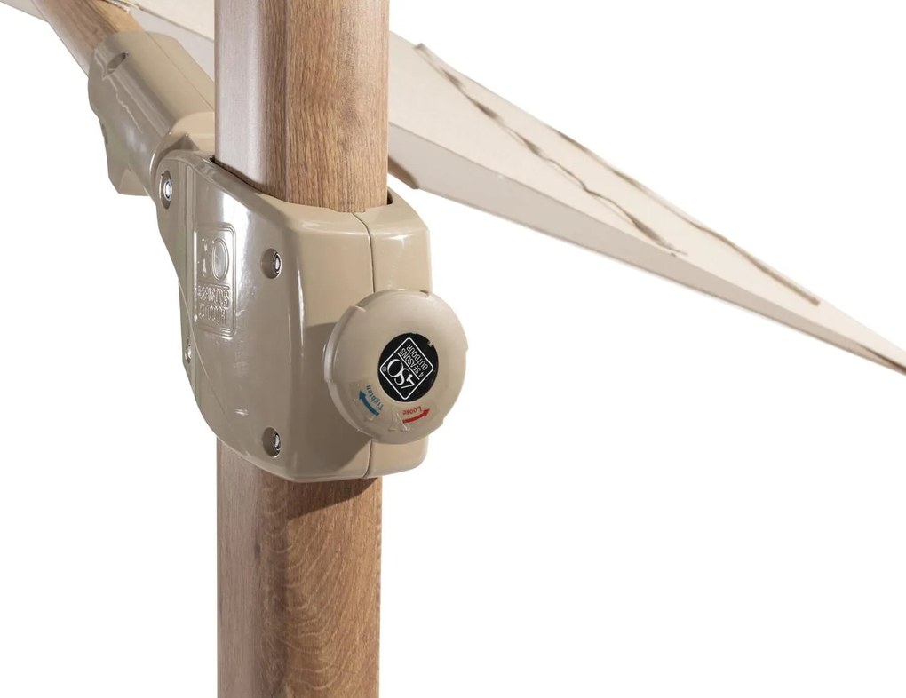 4 Seasons Outdoor Siesta PREMIUM 300 x 300 cm parasol zand, wood look frame Parasol   beige weerbestendig