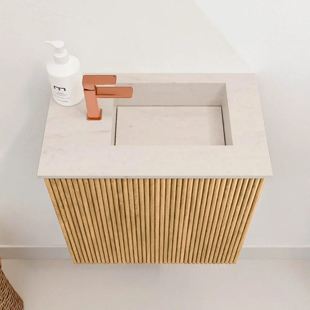 Mondiaz Joya DLux 40cm toiletmeubel oak met wastafel faye rechts 1 kraangat meli