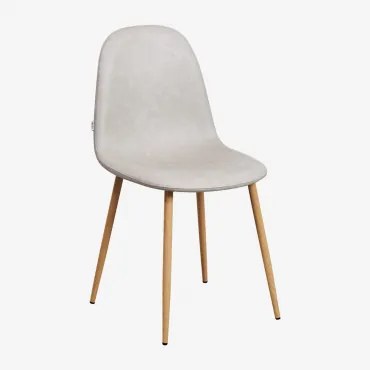 Gestoffeerde Eetkamerstoel Glamm Natuurlijk Hout & Kunstleren Grijs – Taupe – Koel & Kunstleer - Sklum