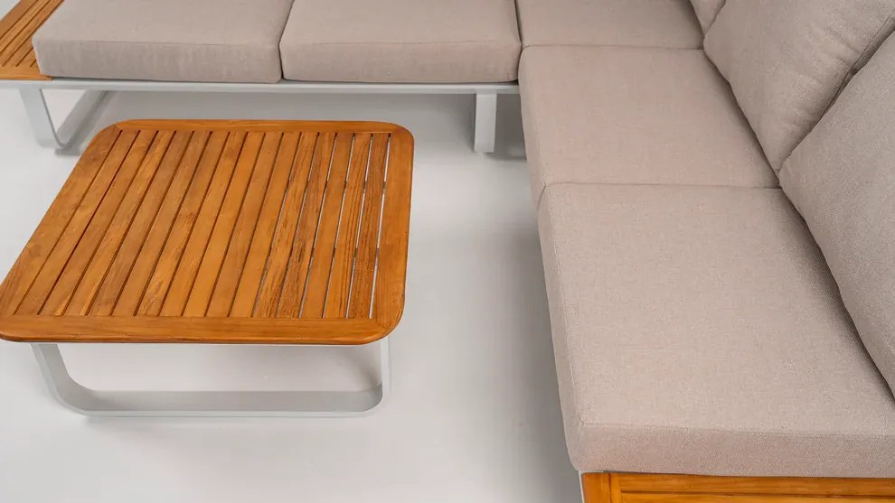 DATHO OUTDOOR Hoek Loungeset - Capri - Aluminium - Teak - Datho Outdoor