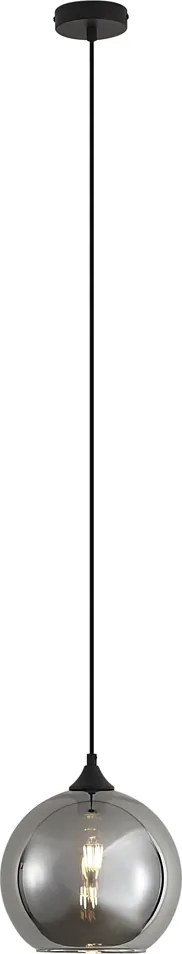 Art deco hanglamp zwart met smoke glas - Wallace