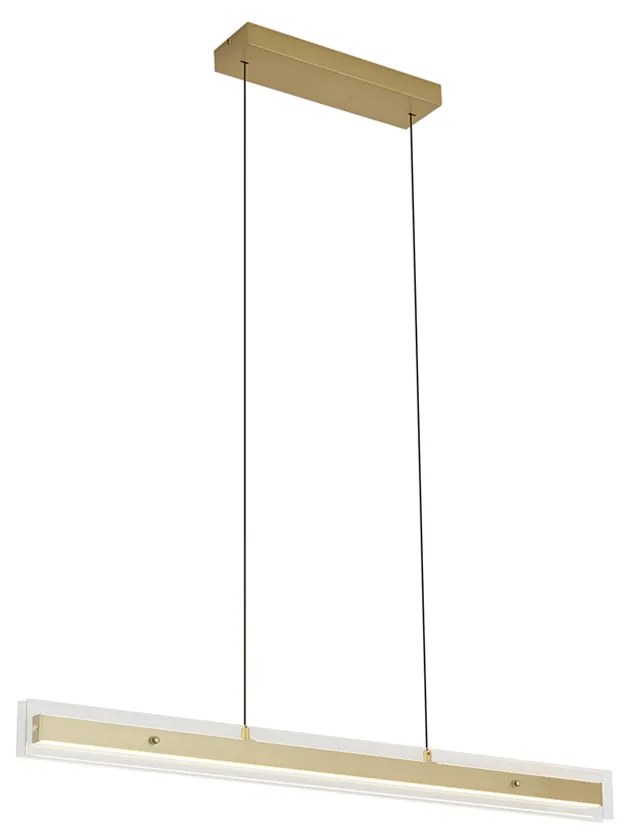 Moderne hanglamp messing met helder glas incl. LED easylift - Catch