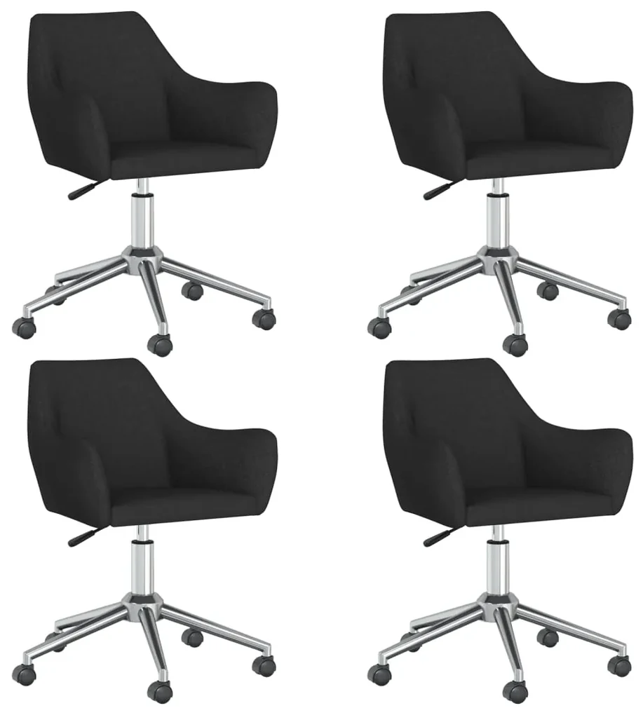 vidaXL Eetkamerstoelen draaibaar 4 st stof zwart