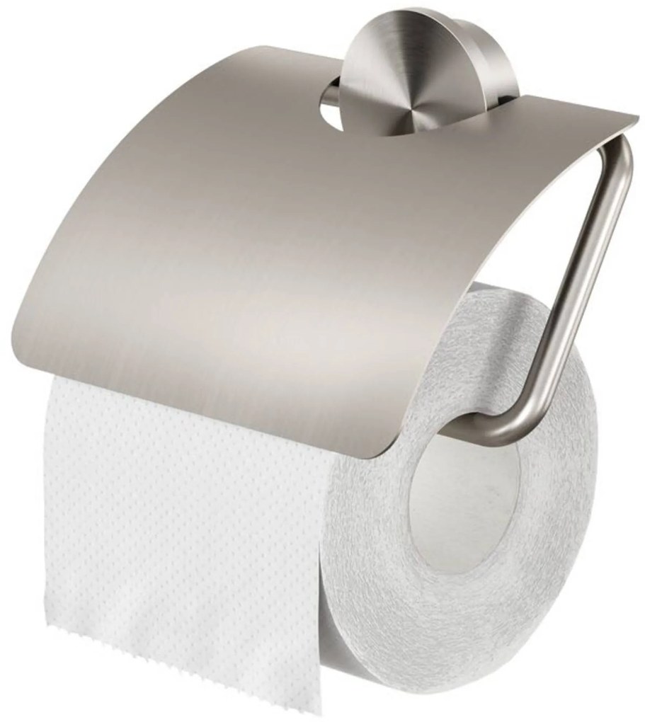 Geesa Opal toiletrolhouder met klep 14x1,9x14,2cm geborsteld RVS