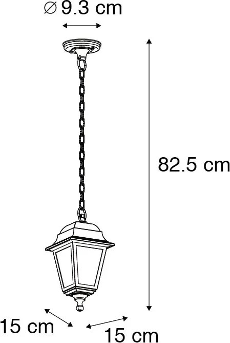 Klassieke buiten hanglamp zwart IP44 - Capital