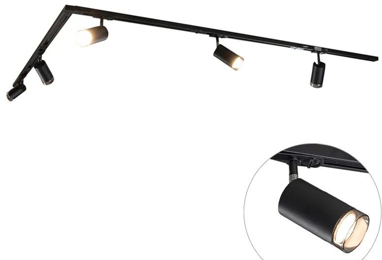 Modern railsysteem met 5 spots zwart met smoke 1-fase - Iconic Jeana