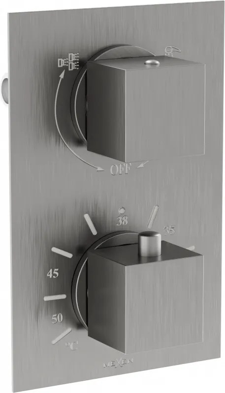 Mexen Cube thermostatische bad-douchekraan met 2 uitgangen, grafiet - 77502-66