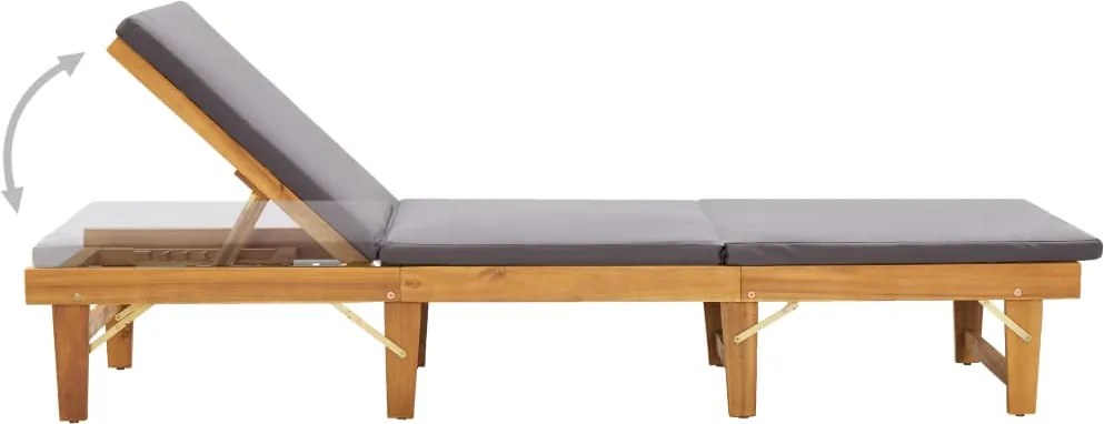 vidaXL Ligbed met kussen inklapbaar massief acaciahout