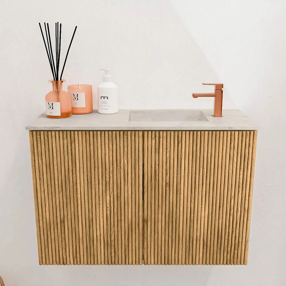 Mondiaz Joya DLux 60cm toiletmeubel oak met wastafel faye rechts 1 kraangat ostra