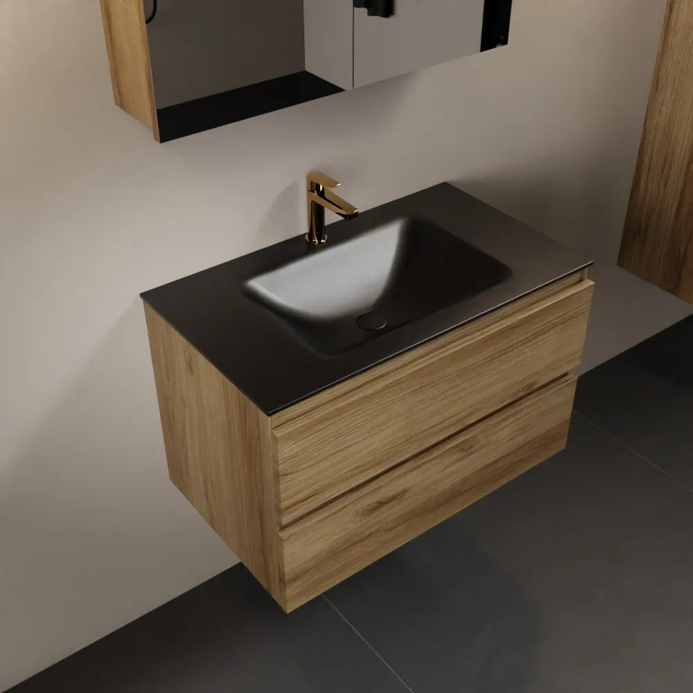Mondiaz Aivy badmeubel 80cm chai met wastafel solid surface urban midden 1 kraangat en spiegelkast
