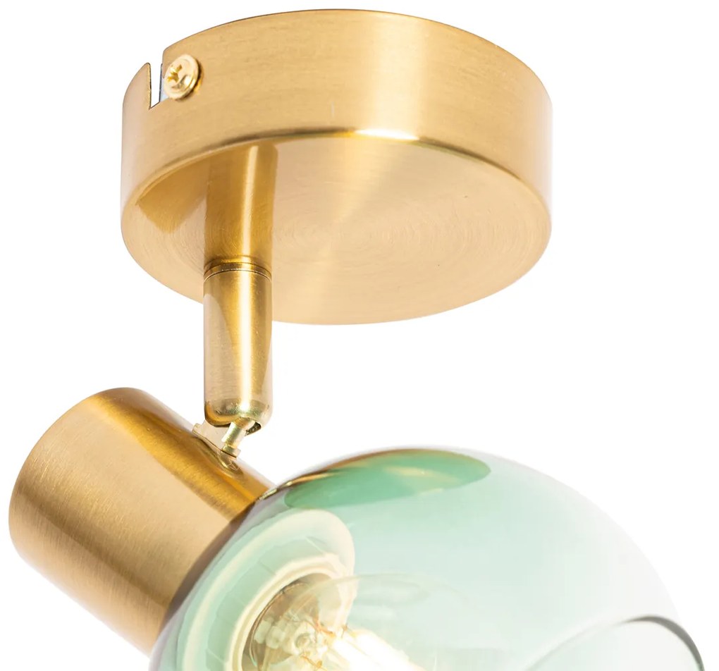 Art Deco spot goud met groen glas - Vidro