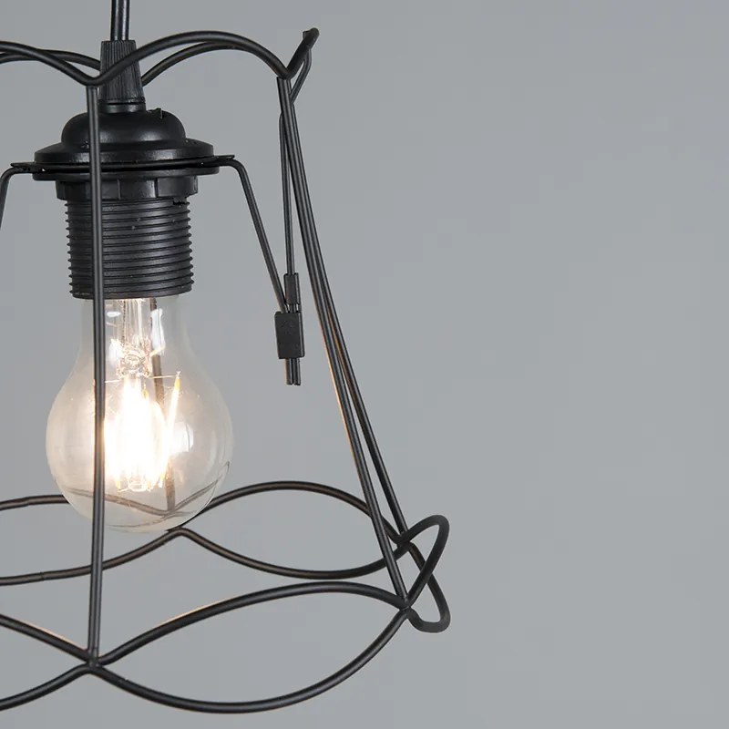 Retro hanglamp zwart 20 cm - Granny Frame Retro Minimalistisch E27 Draadlamp rond Binnenverlichting Lamp