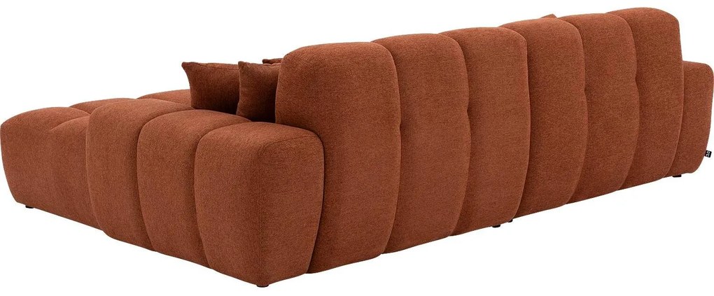 Goossens Excellent Bank Kubus bruin, stof, 1,5-zits, modern design met chaise longue rechts