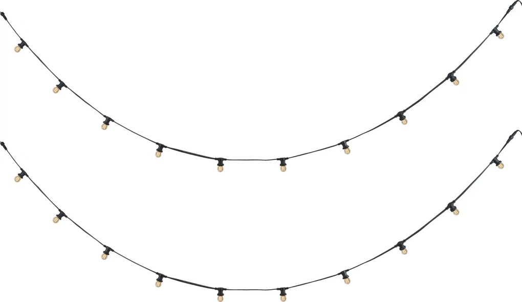 Lichtsnoer zwart koppelbaar met stekker 10m incl. E27 P45 20-lichts IP54 - Lubber