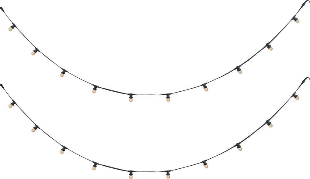 Lichtsnoer zwart koppelbaar met stekker 10m incl. E27 P45 20-lichts IP64 - Lubber