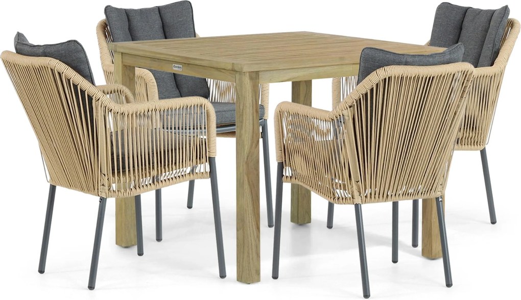 Tuinset 4 personen 90 cm Aluminium/Rope Taupe De Laan Projects