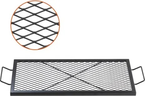VEVOR 810 x 380 x 25 mm X-Marks vuurkorf grillrooster, rechthoekig grillrooster, kampvuur BBQ grillrooster van staal met handvat, draagbaar kampeerkookgerei voor buitenfeesten, zwart
