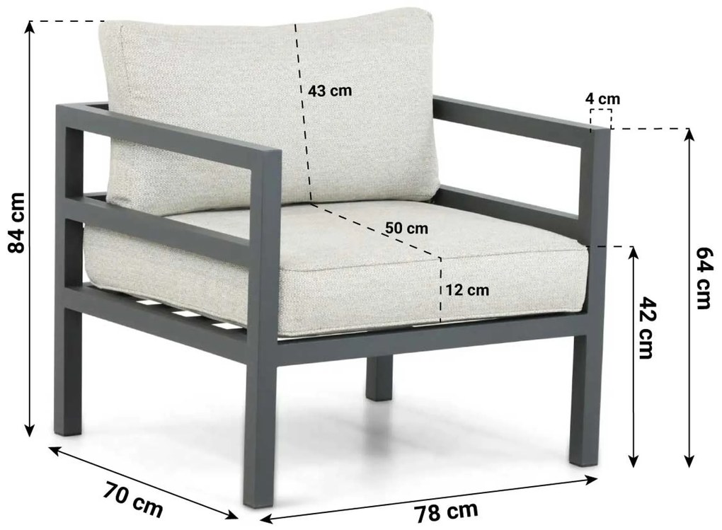 Tuinstoel Aluminium Grijs-antraciet Lifestyle Garden Furniture Rodenzo