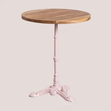 Azteca Ronde Barkruk Van Acaciahout Acaciahout - Suikerspinroze & Ø60 Cm - Sklum
