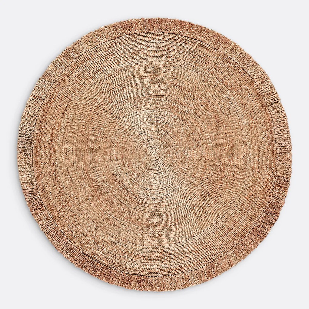 Rond vloerkleed in jute met franjes, Aftas