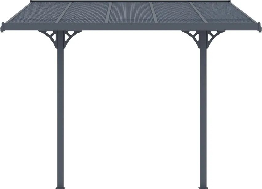 Polycarbonaat terrasoverkapping Nevada 2,55 x 6,28 m CoverTech antraciet