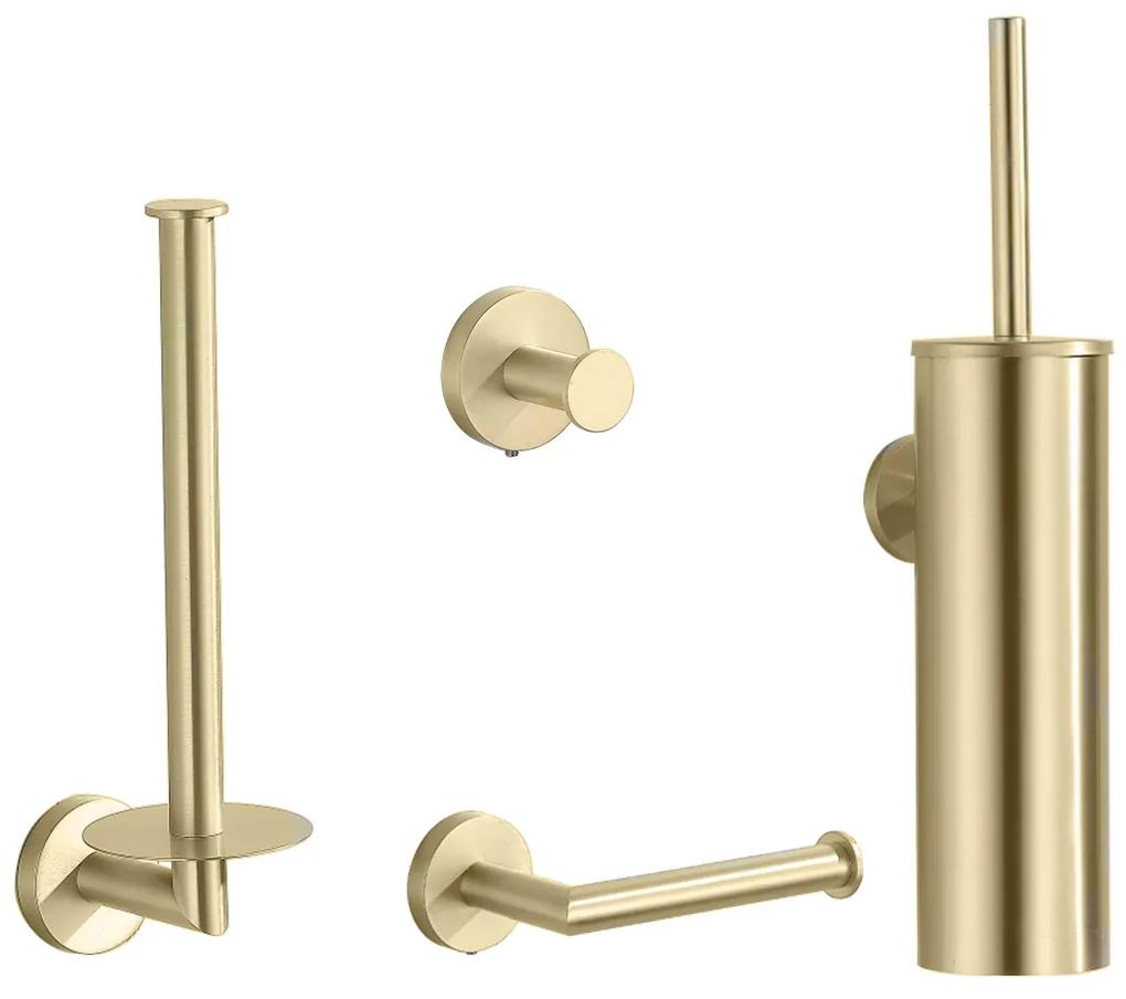 Saniclear Brass toilet accessoiresset 4-delig geborsteld messing mat goud